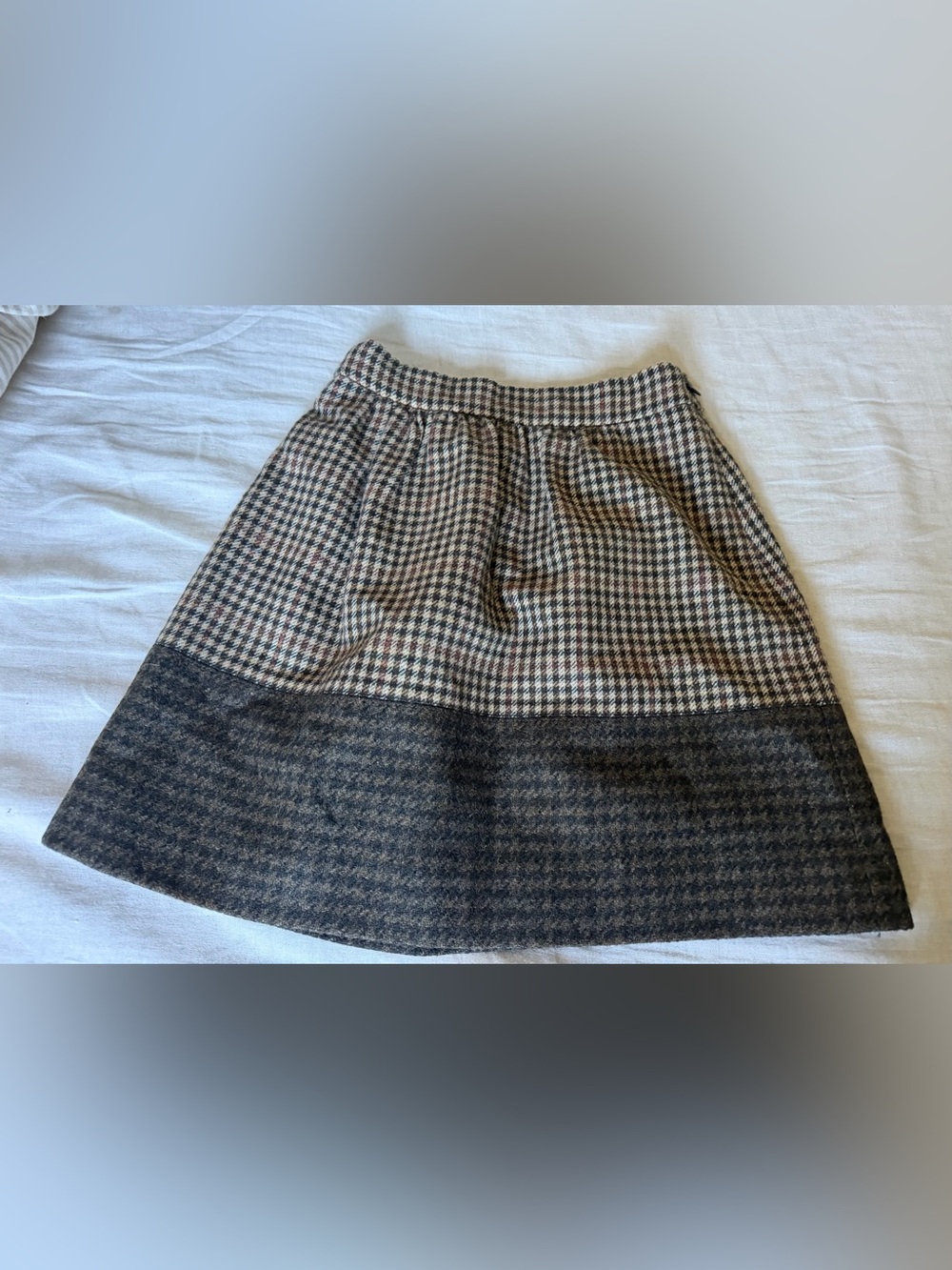j crew wool two tone brown wool plaid mini skirt size 00
